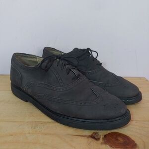 Vintage Roots Grey Leather Wingtip Derby Shoes Men's Size 10 US